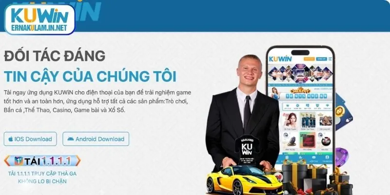 Giao diện tải app KUWIN hiển thị rõ hướng dẫn